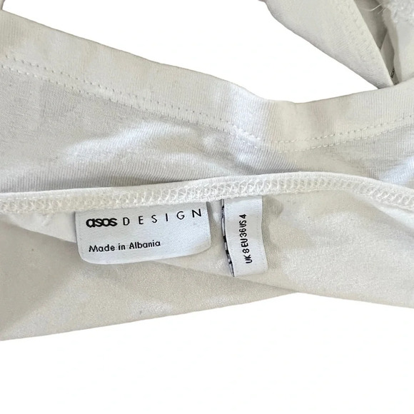 ASOS Design White Crop Top Size 4 Keyhole Neck Sleeveless Stretch Summer Casual - Picture 7 of 7